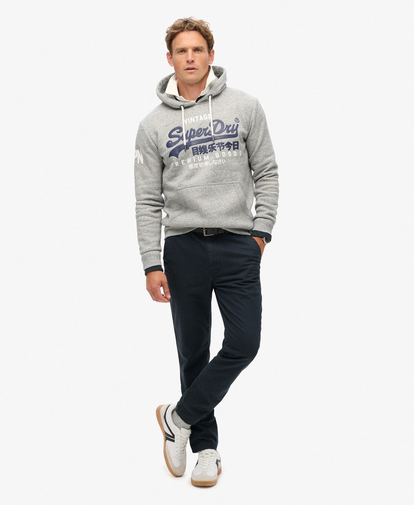 bluza z kapturem z bawełny organicznej w stylu vintage z logo w kolorze szary melanŻ