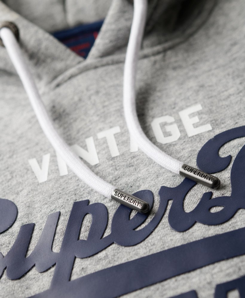bluza z kapturem z bawełny organicznej w stylu vintage z logo w kolorze szary melanŻ