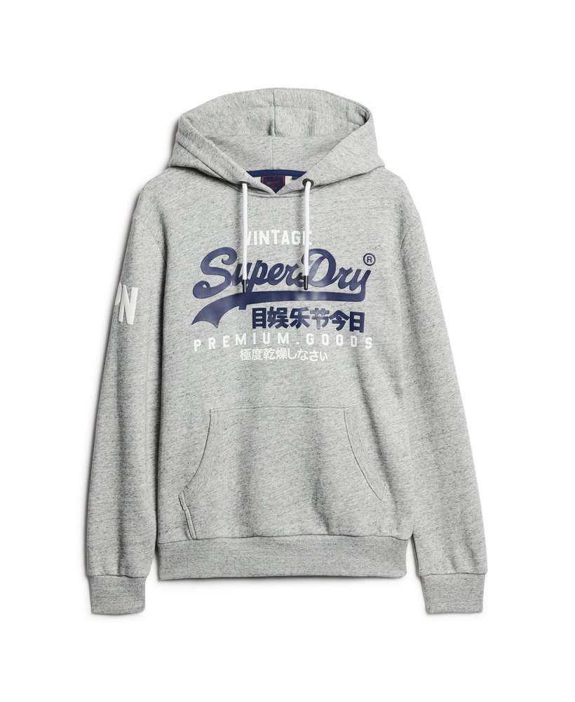 bluza z kapturem z bawełny organicznej w stylu vintage z logo w kolorze szary melanŻ