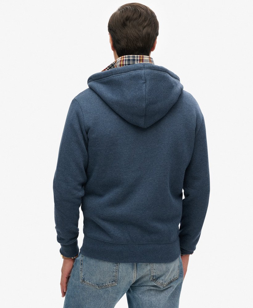 bluza z kapturem i haftowanym logo vintage z bawełny organicznej w kolorze granatowym i melanżowym