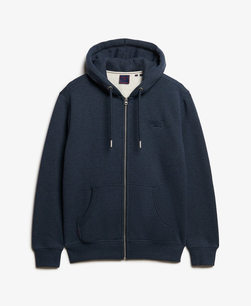 bluza z kapturem i haftowanym logo vintage z bawełny organicznej w kolorze granatowym i melanżowym