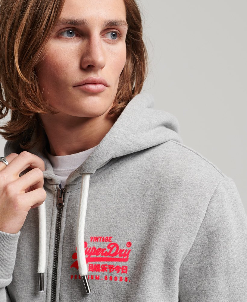 bluza z kapturem i neonowym logo w kolorze szary melanż