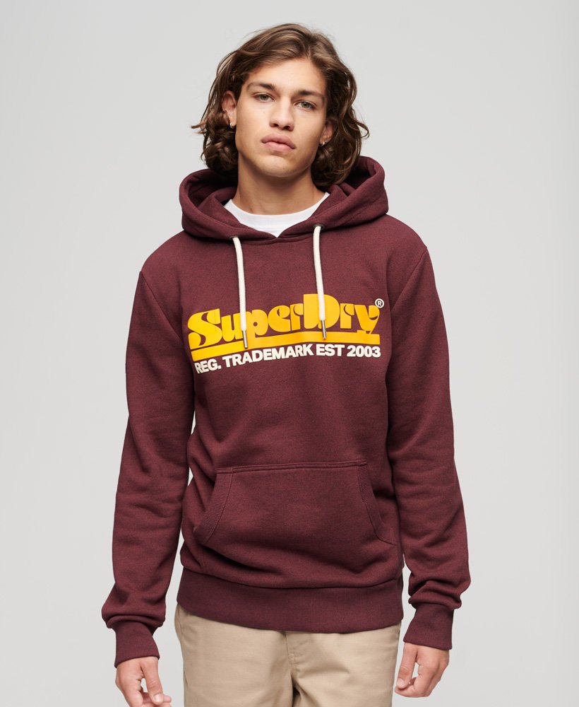 bluza z kapturem i logo w stylu retro z lat 70. w kolorze jasnobordowym i śnieżnym