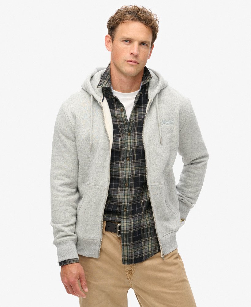 bluza z kapturem essential logo na zamek w kolorze athletic grey marl