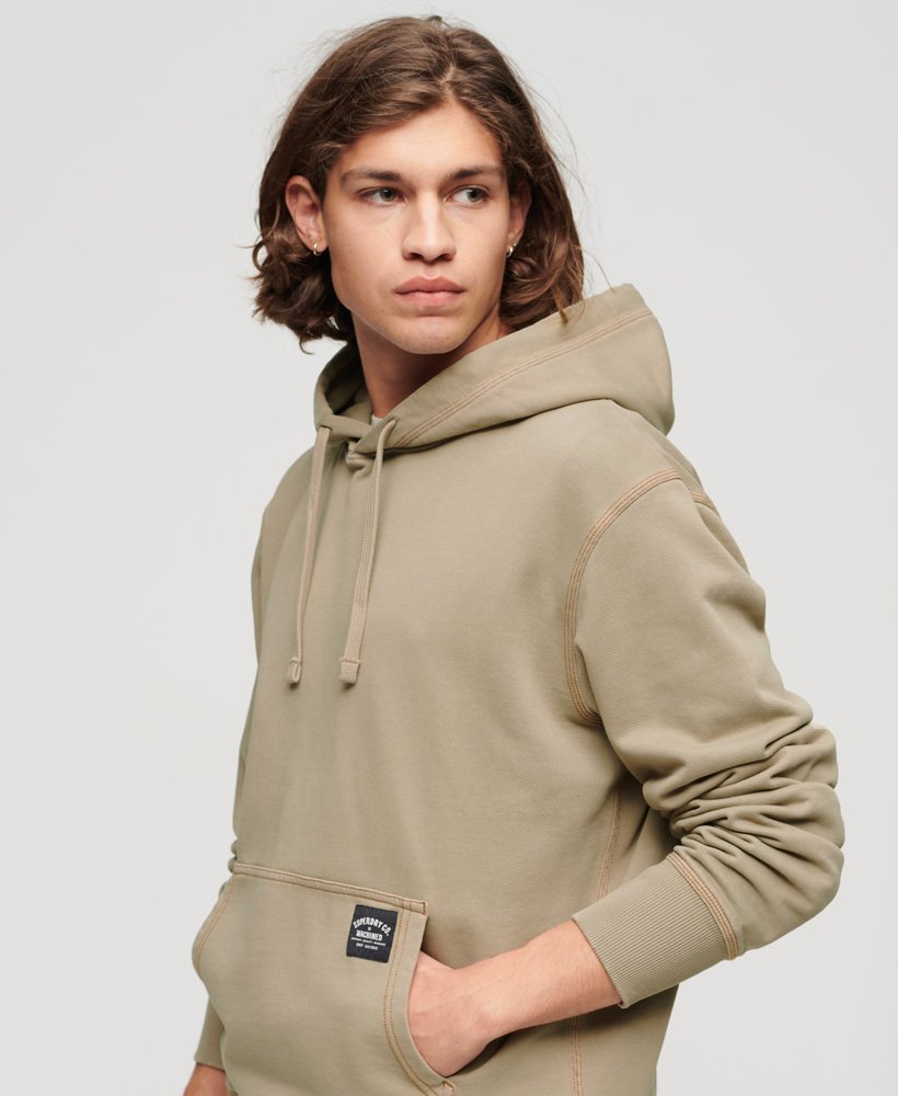 bluza z kapturem i kontrastowymi przeszyciami w kolorze khaki vintage