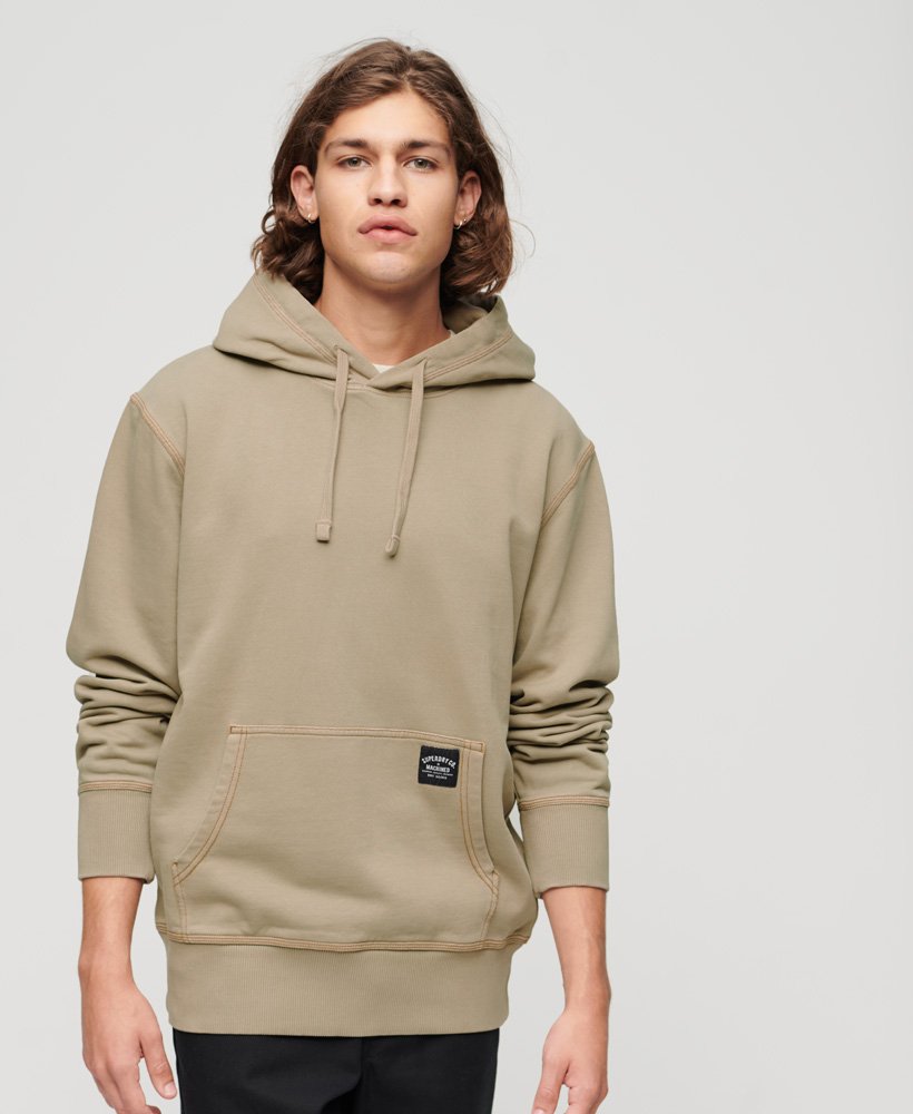 bluza z kapturem i kontrastowymi przeszyciami w kolorze khaki vintage