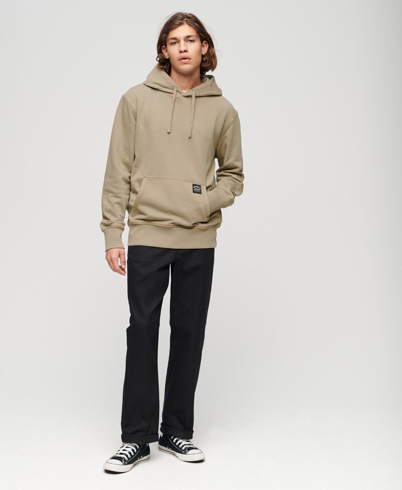 bluza z kapturem i kontrastowymi przeszyciami w kolorze khaki vintage