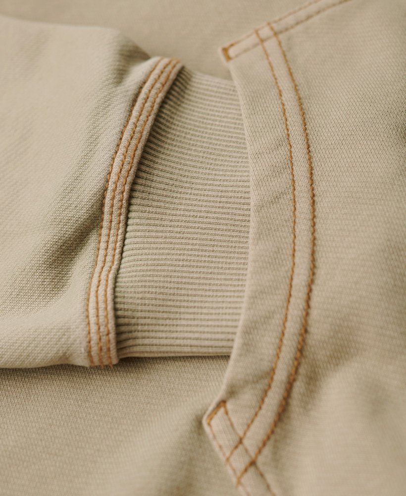 bluza z kapturem i kontrastowymi przeszyciami w kolorze khaki vintage