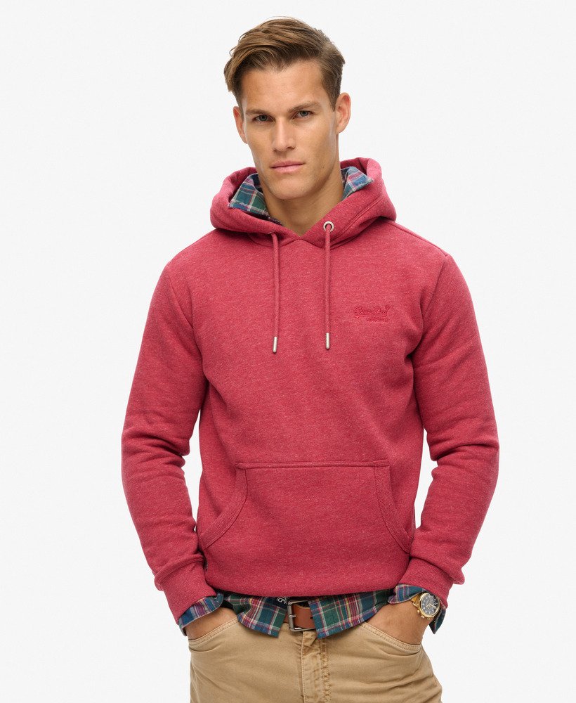 bluza z kapturem essential logo w kolorze jagodowo-czerwonym melanżu