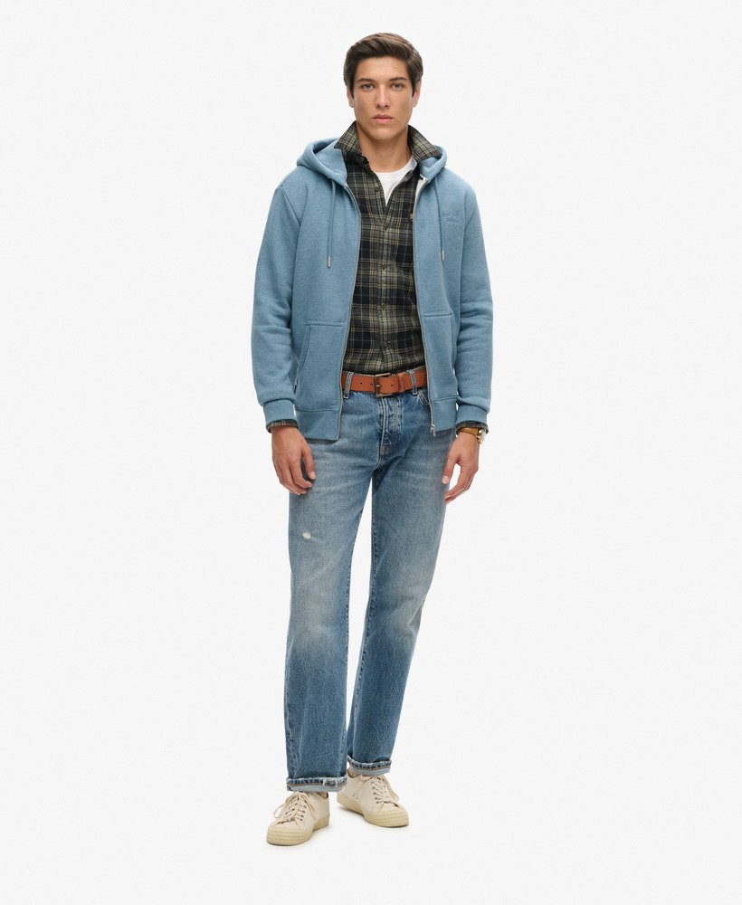 bluza z kapturem essential logo na zamek w kolorze bluestone blue marl