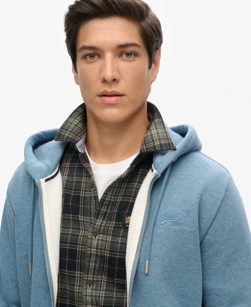 bluza z kapturem essential logo na zamek w kolorze bluestone blue marl