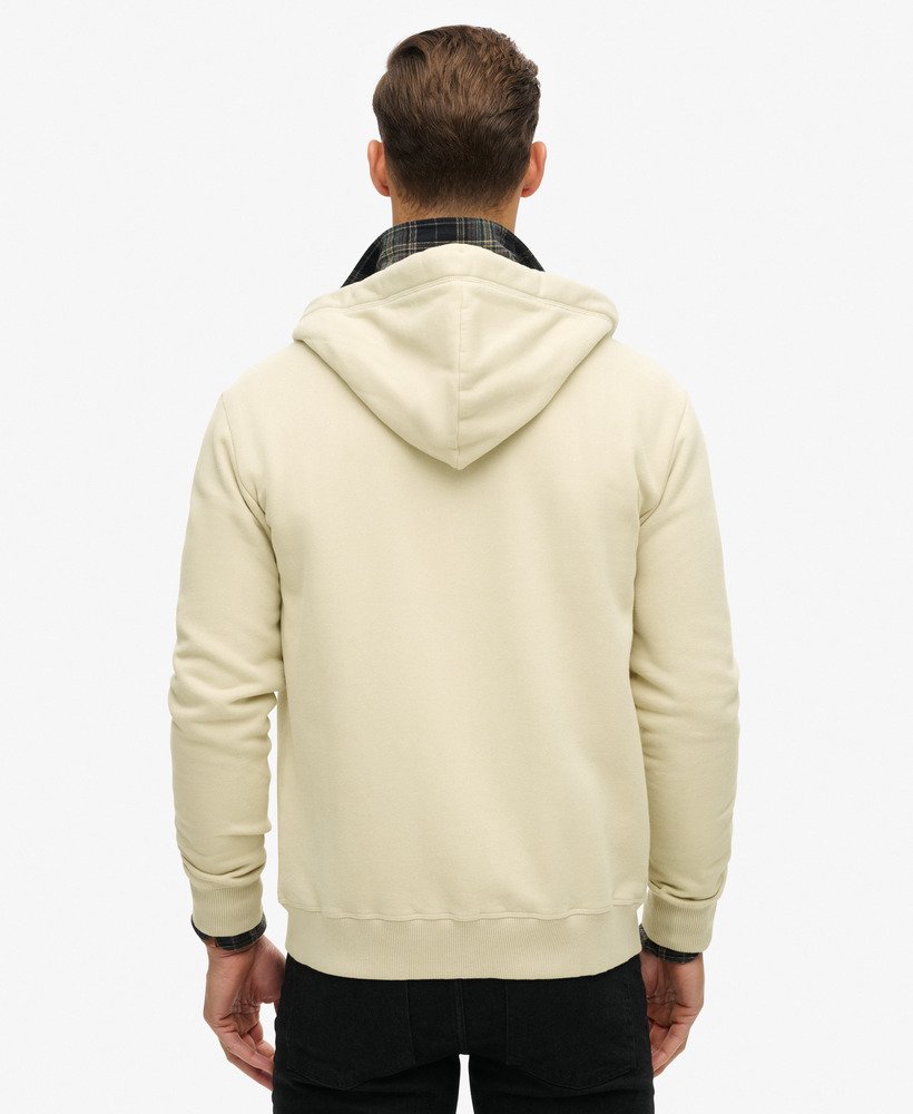bluza z kapturem essential logo na zamek w kolorze jasnego beżu kamiennego