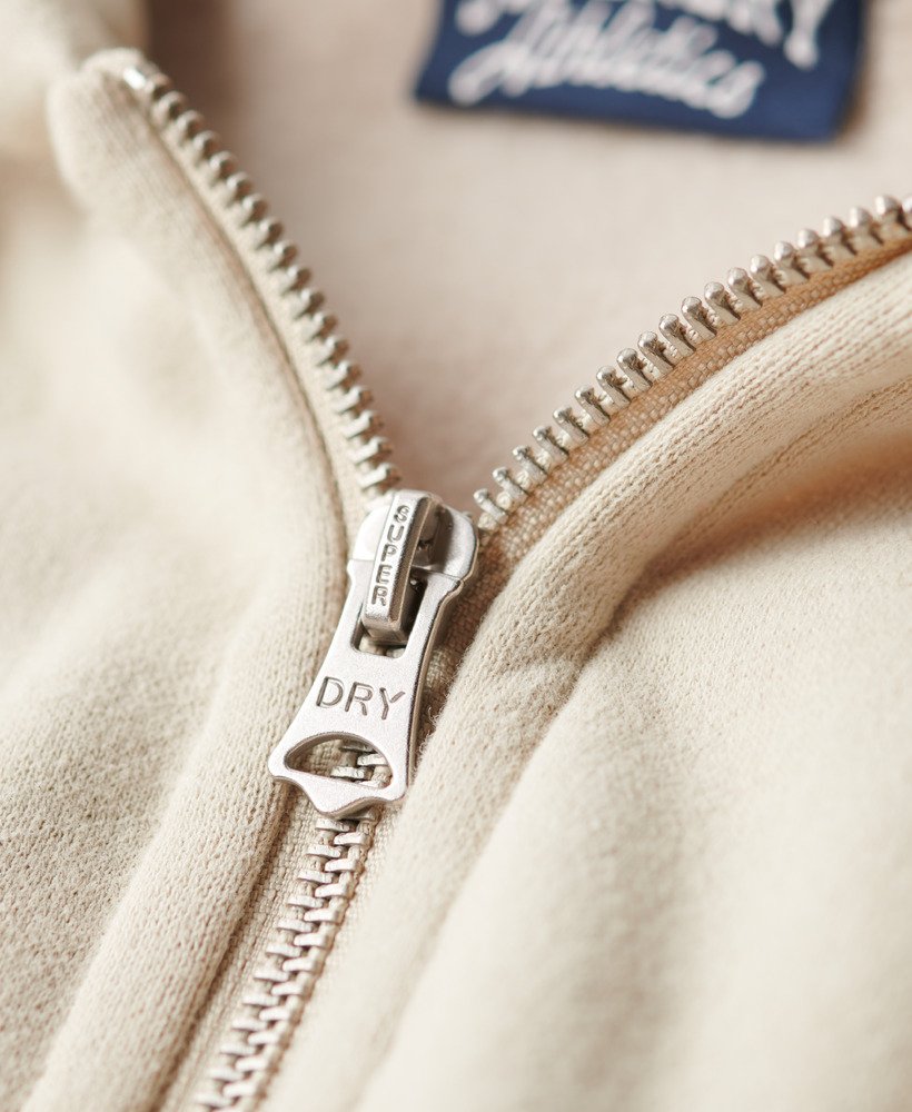 bluza z kapturem essential logo na zamek w kolorze jasnego beżu kamiennego