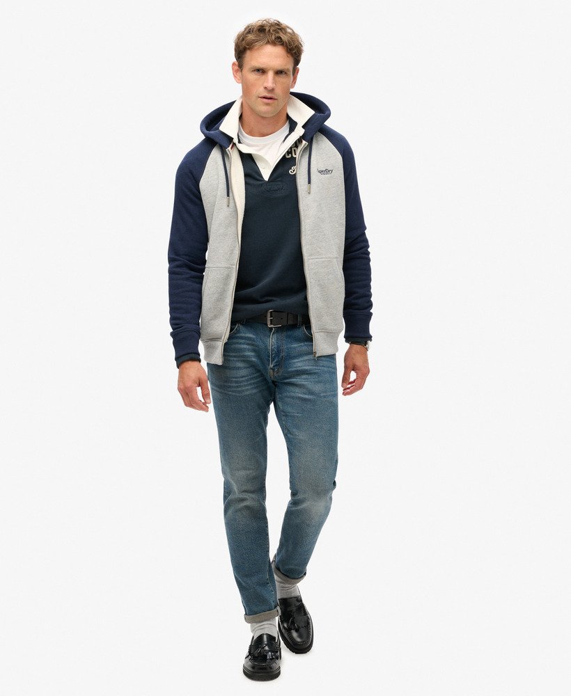 bluza z kapturem essential baseball zip w kolorze athletic grey marlrich navy marl