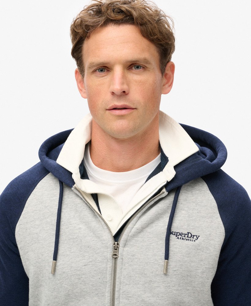 bluza z kapturem essential baseball zip w kolorze athletic grey marlrich navy marl