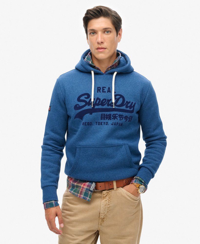 bluza z kapturem tonal vintage logo w jasnoniebieskim kolorze melanżowym