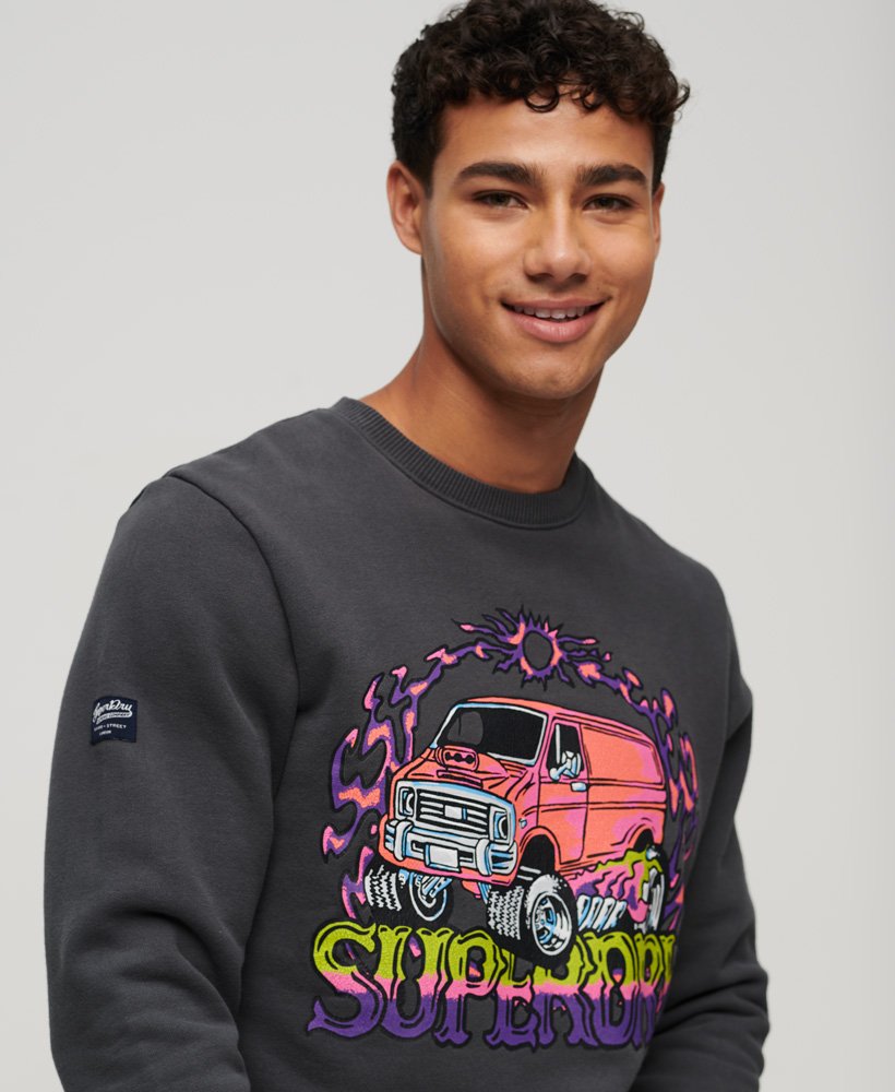 bluza z grafiką motor retro w kolorze mid grey