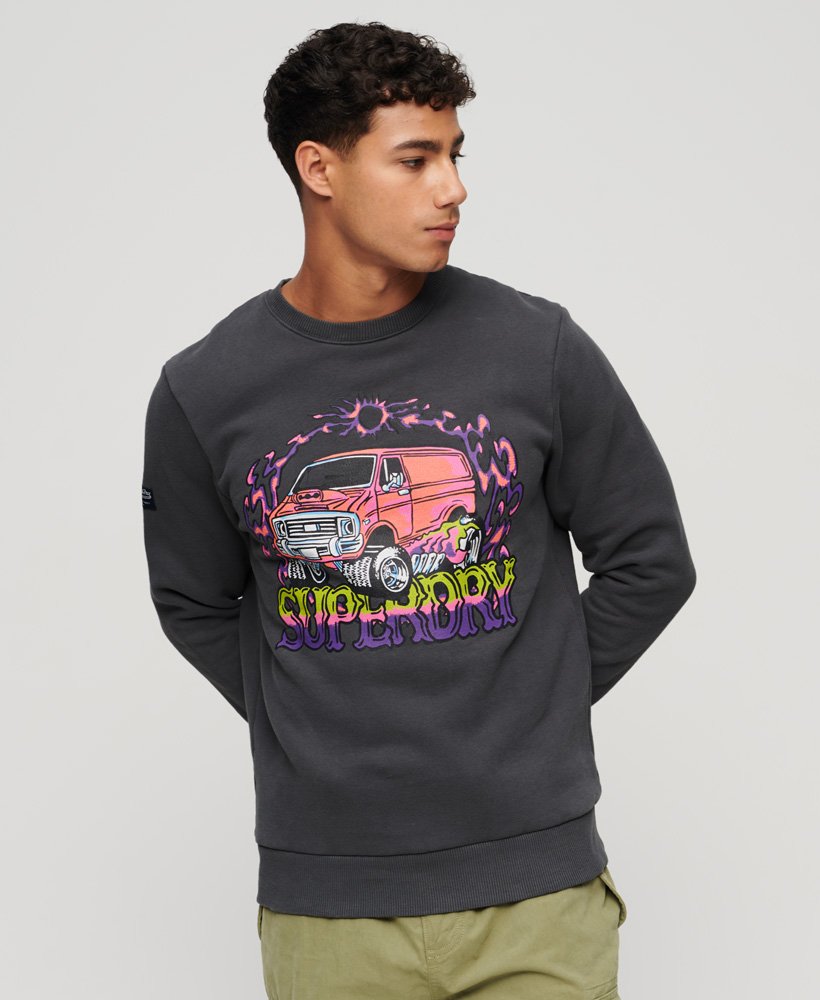 bluza z grafiką motor retro w kolorze mid grey