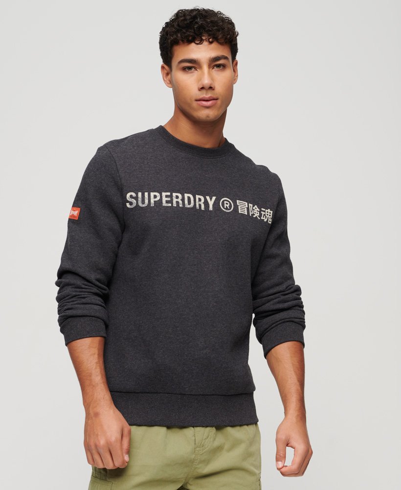 bluza z okrągłym dekoltem i logo w stylu vintage w kolorze raven black marl
