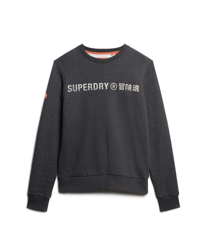 bluza z okrągłym dekoltem i logo w stylu vintage w kolorze raven black marl