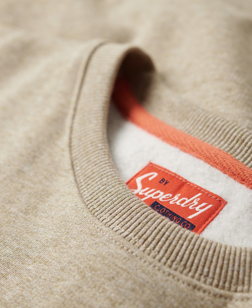 bluza z okrągłym dekoltem w stylu vintage z logo workwear w kolorze jasnobrązowym z plamkami