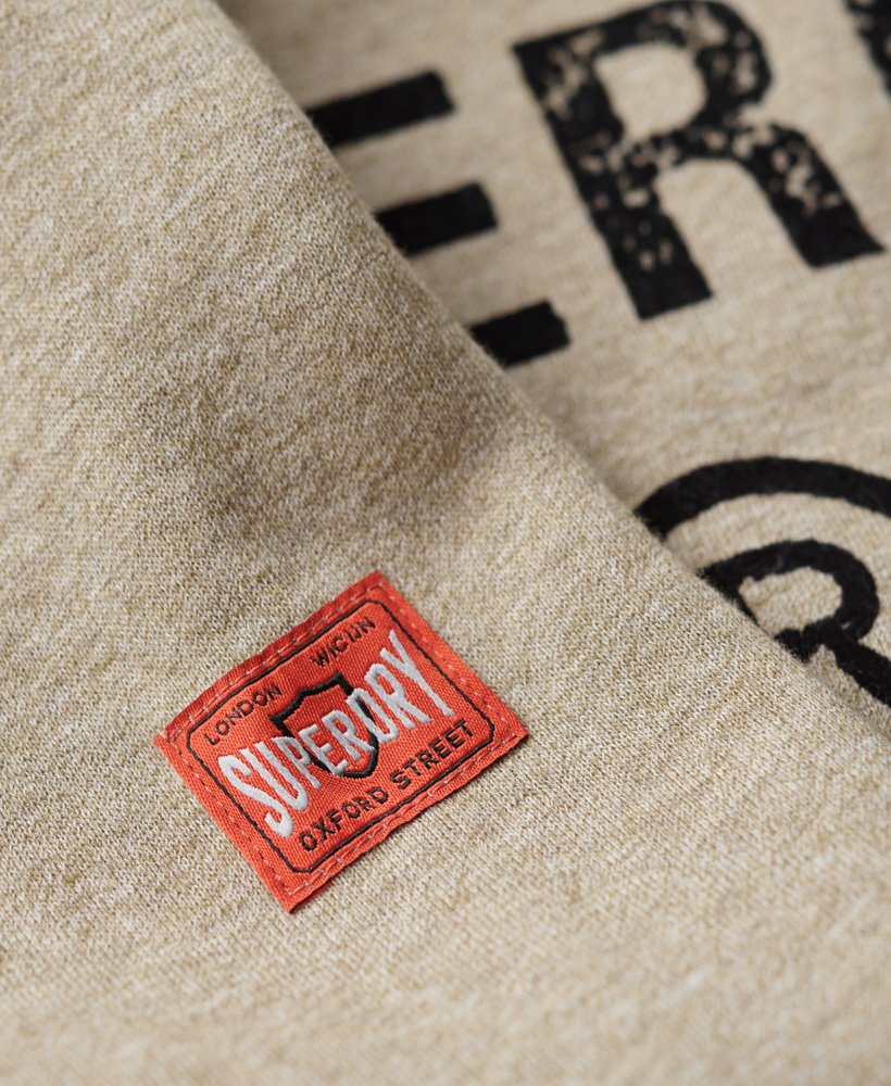 bluza z okrągłym dekoltem w stylu vintage z logo workwear w kolorze jasnobrązowym z plamkami