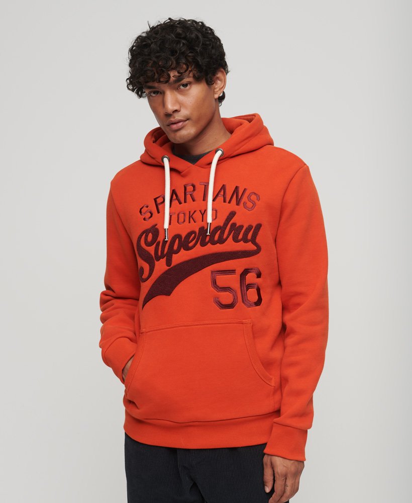 bluza z kapturem athletic script graphic w kolorze denim co rust orange