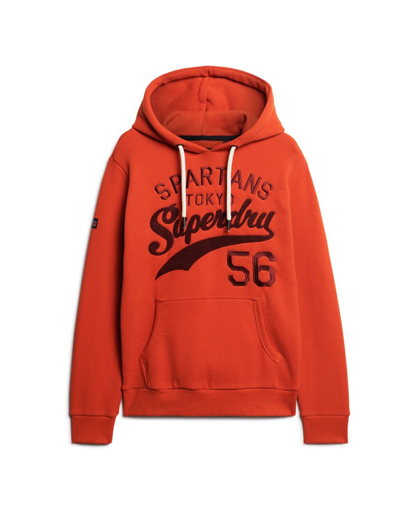 bluza z kapturem athletic script graphic w kolorze denim co rust orange