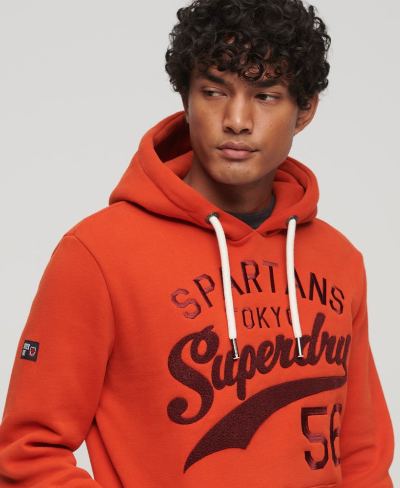 bluza z kapturem athletic script graphic w kolorze denim co rust orange