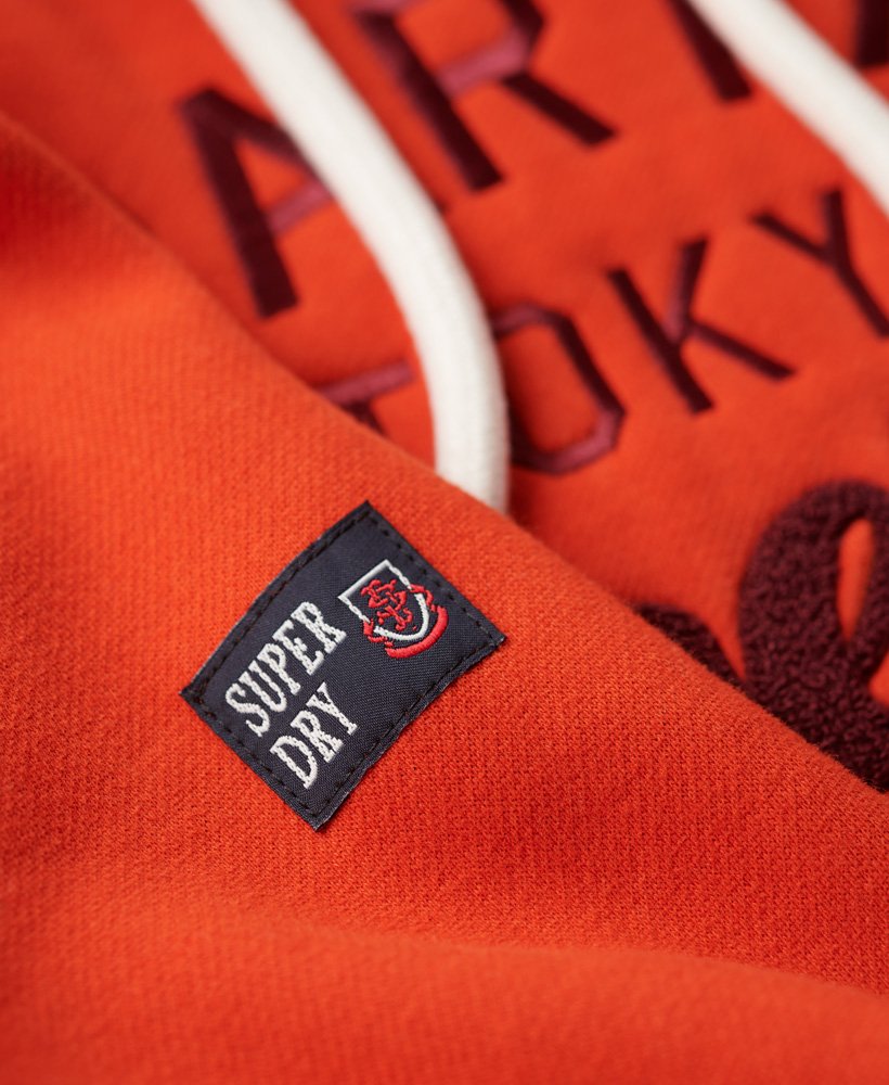 bluza z kapturem athletic script graphic w kolorze denim co rust orange