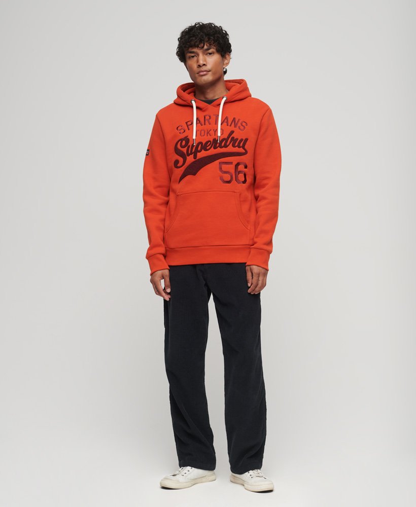 bluza z kapturem athletic script graphic w kolorze denim co rust orange