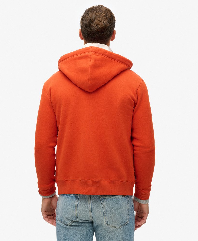 bluza z kapturem essential logo na zamek w kolorze rdzawo-pomarańczowym denim co