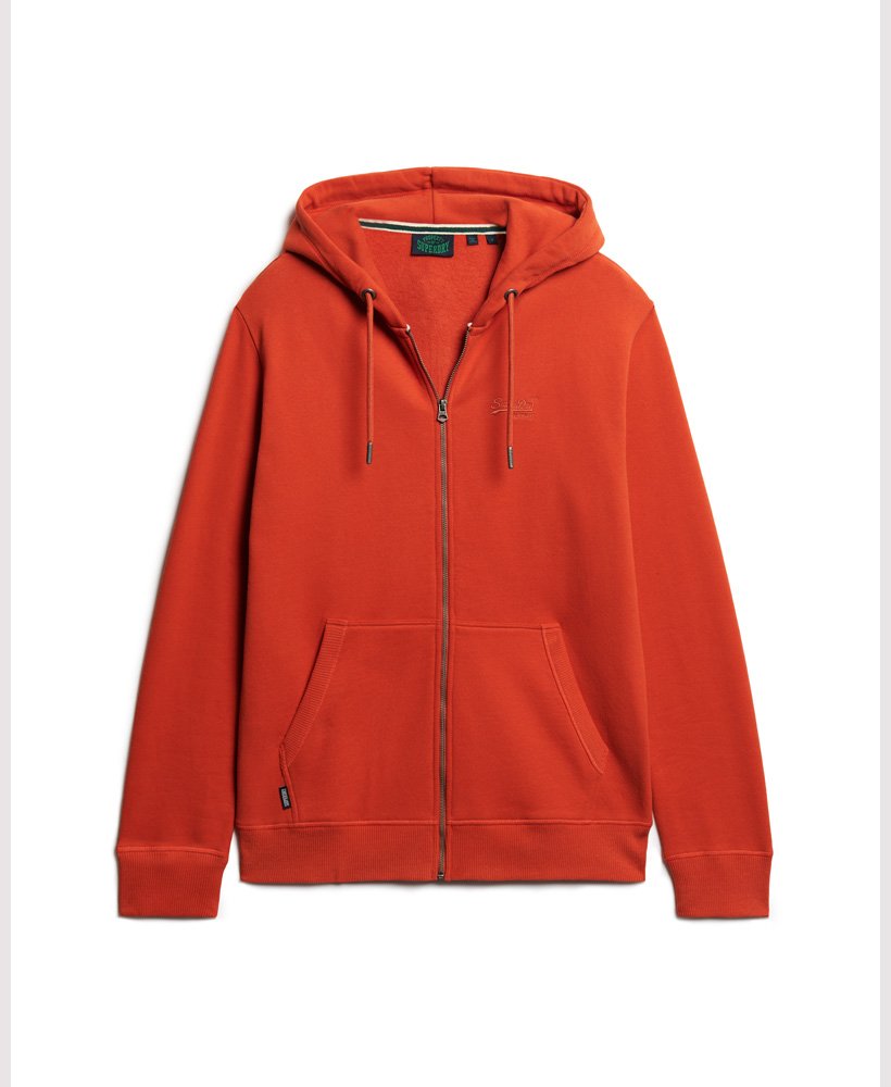 bluza z kapturem essential logo na zamek w kolorze rdzawo-pomarańczowym denim co