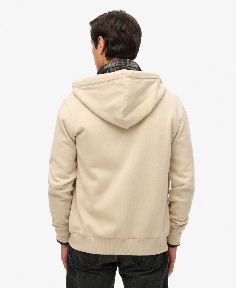 bluza z kapturem essential logo na zamek w kolorze jasnego beżu kamiennego
