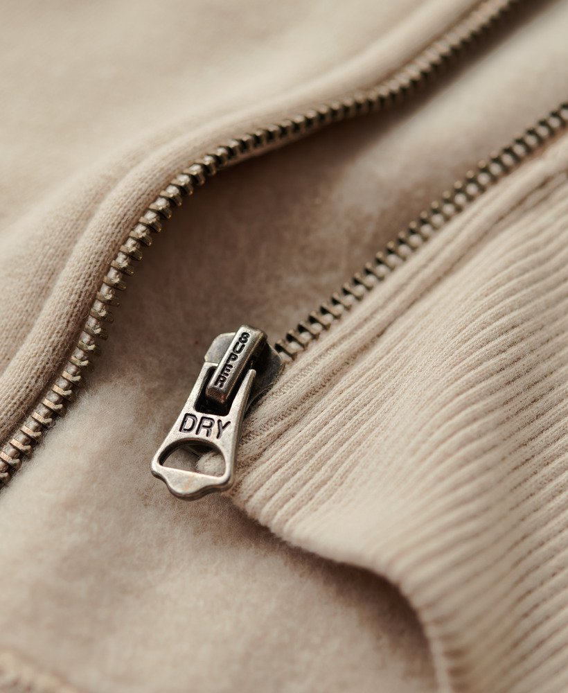 bluza z kapturem essential logo na zamek w kolorze jasnego beżu kamiennego