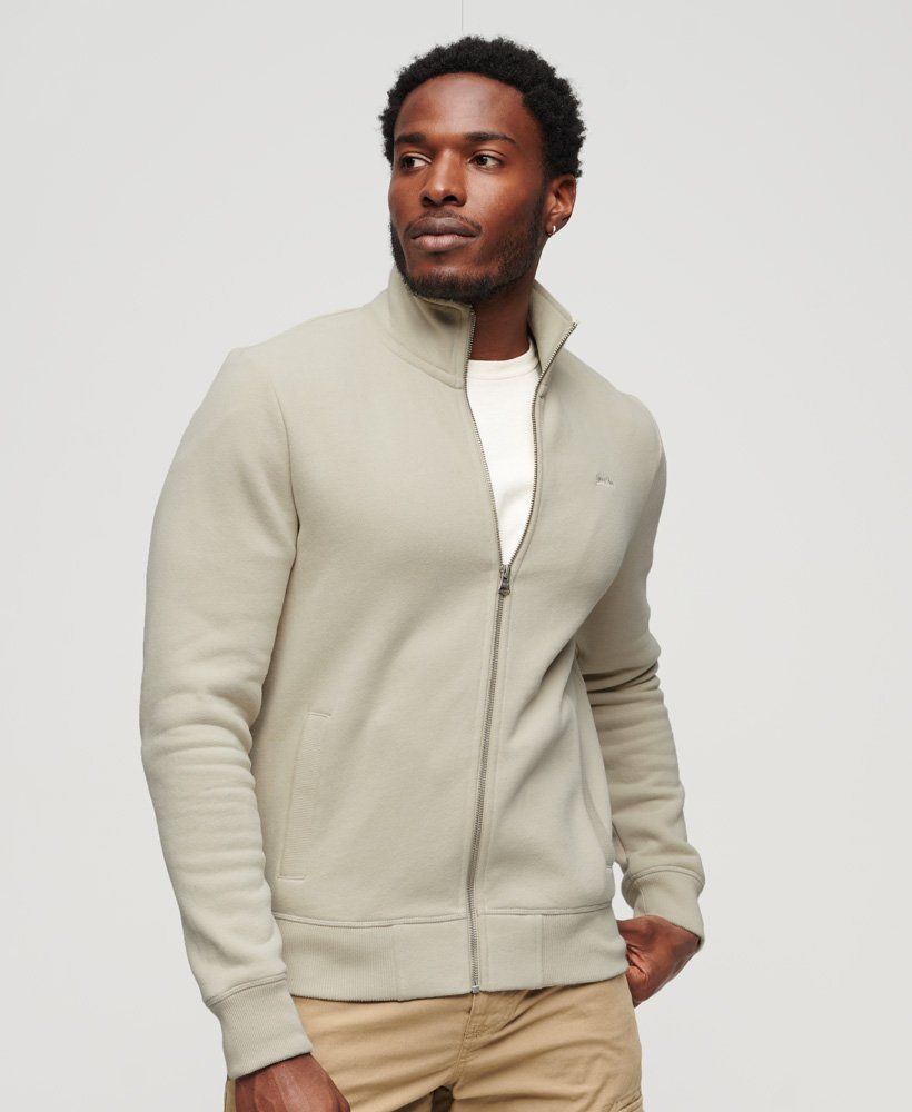 bluza dresowa essential logo zip w kolorze jasnego beżu kamiennego