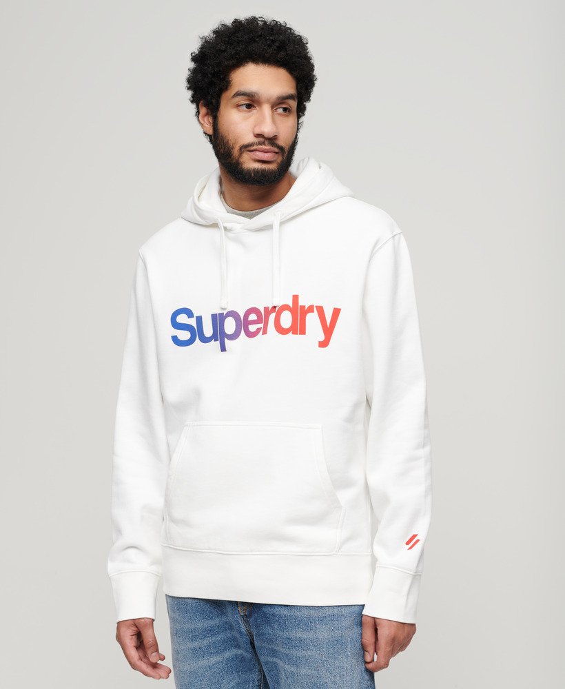 luźna bluza z kapturem core logo w kolorze lśniącej bieli