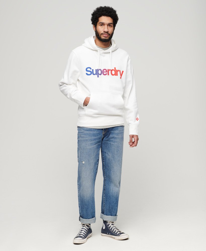luźna bluza z kapturem core logo w kolorze lśniącej bieli