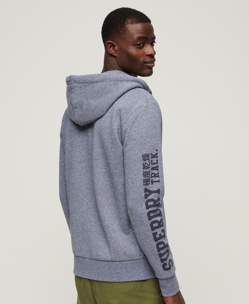 bluza z kapturem athletic college graphic zip w kolorze tois blue grit