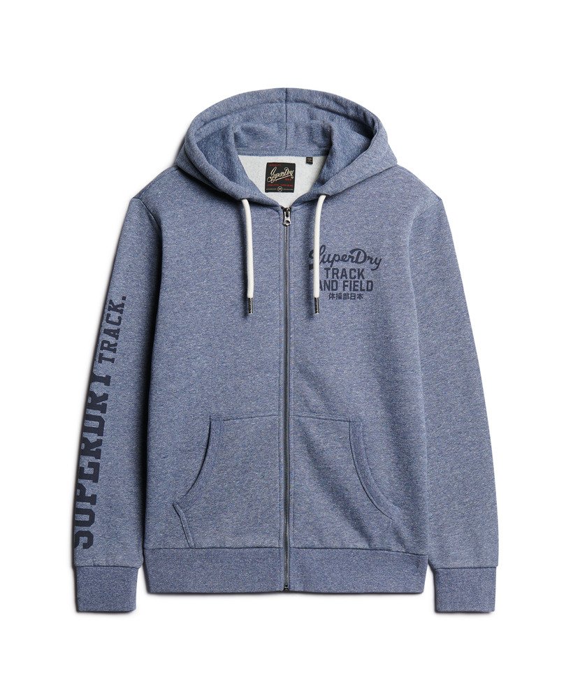 bluza z kapturem athletic college graphic zip w kolorze tois blue grit