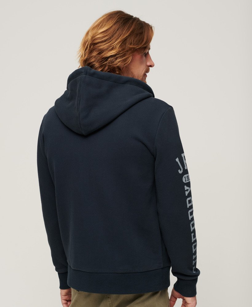bluza z kapturem athletic college graphic zip w kolorze eclipse navy