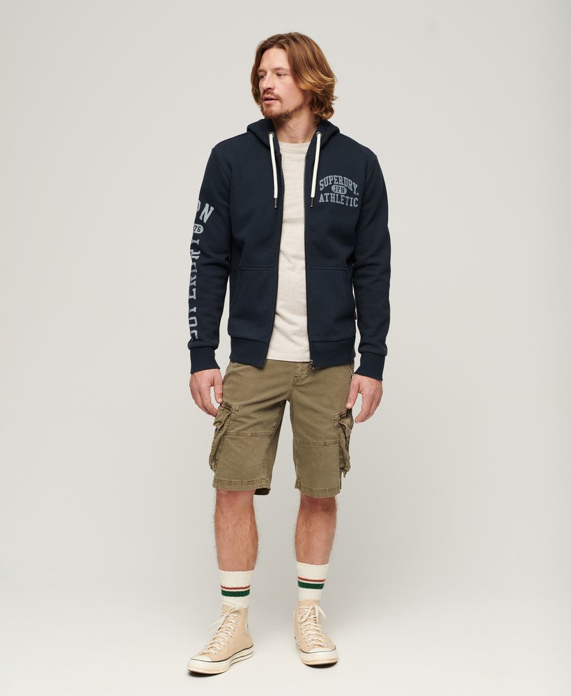 bluza z kapturem athletic college graphic zip w kolorze eclipse navy