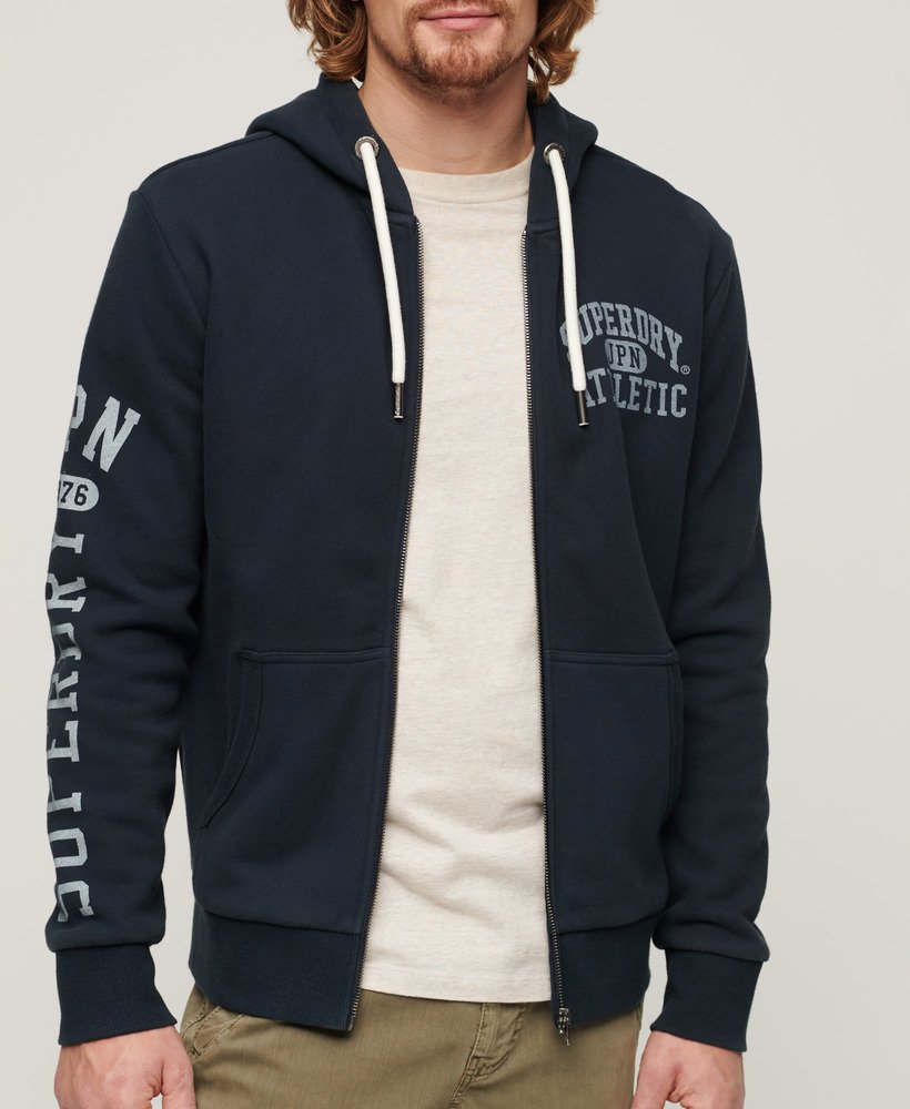 bluza z kapturem athletic college graphic zip w kolorze eclipse navy