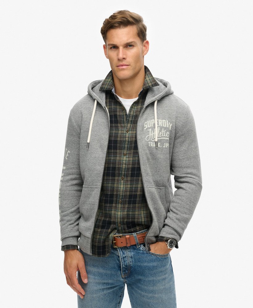 bluza z kapturem athletic college graphic zip w kolorze surplus jetter charcoal grit