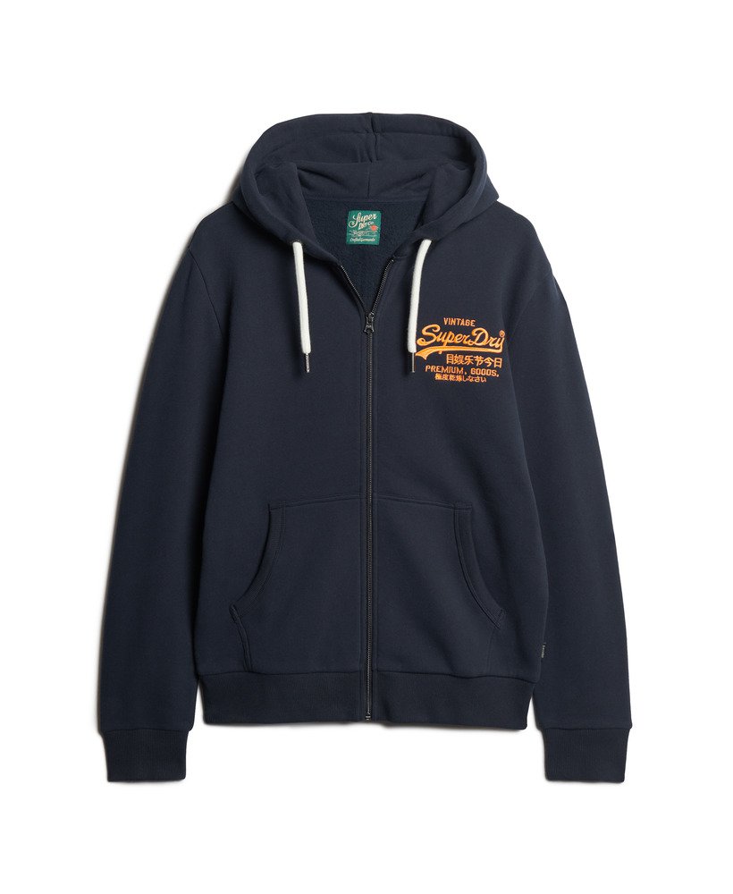 bluza z kapturem i zamkiem błyskawicznym neon vintage logo w kolorze eclipse navy