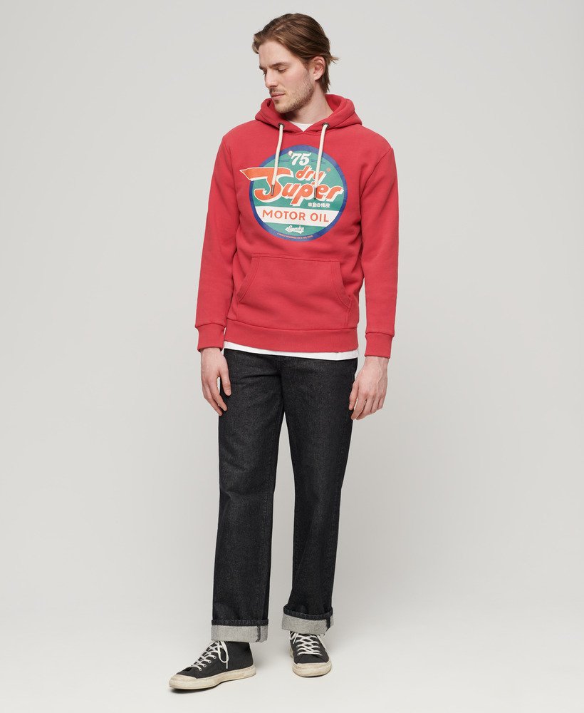 bluza z kapturem gasoline workwear graphic w kolorze soda pop red