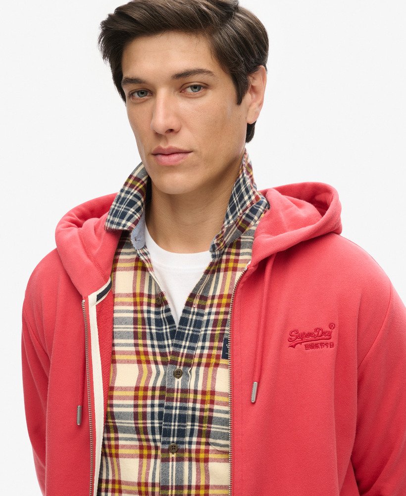 bluza z kapturem essential logo zapinana na zamek w kolorze kardynalskiej czerwieni