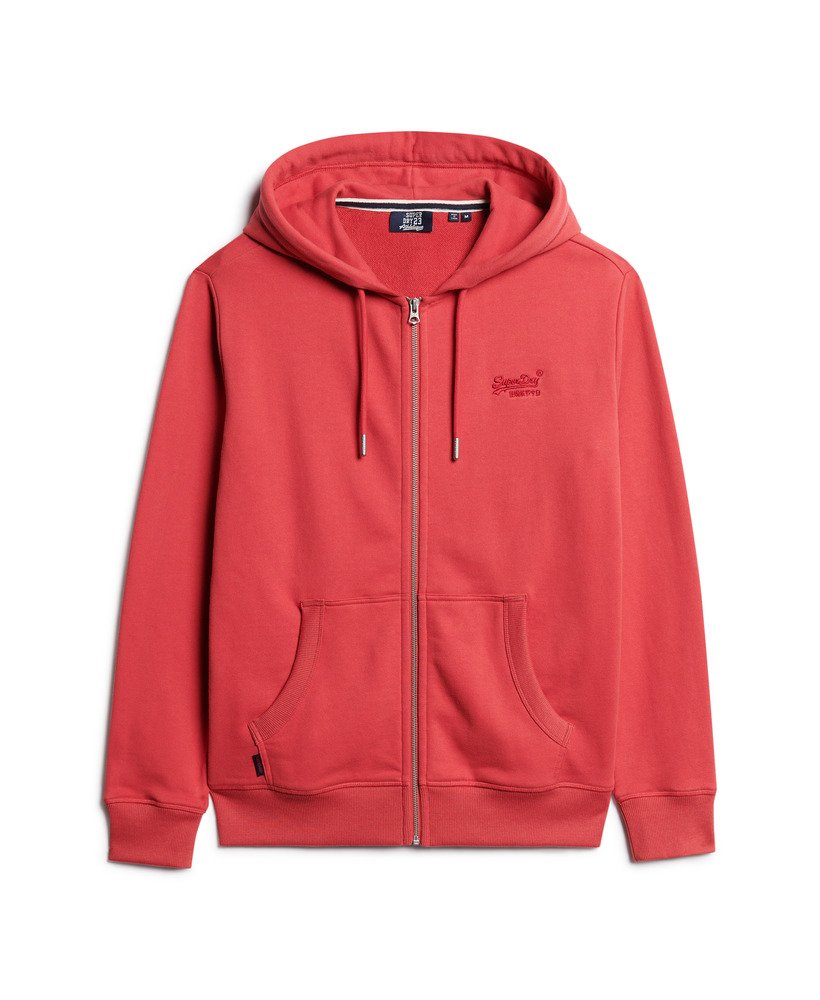 bluza z kapturem essential logo zapinana na zamek w kolorze kardynalskiej czerwieni