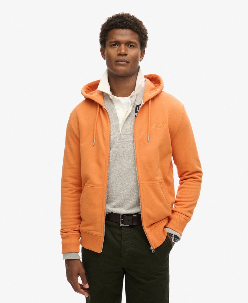 bluza z kapturem essential logo zapinana na zamek w kolorze mojave orange