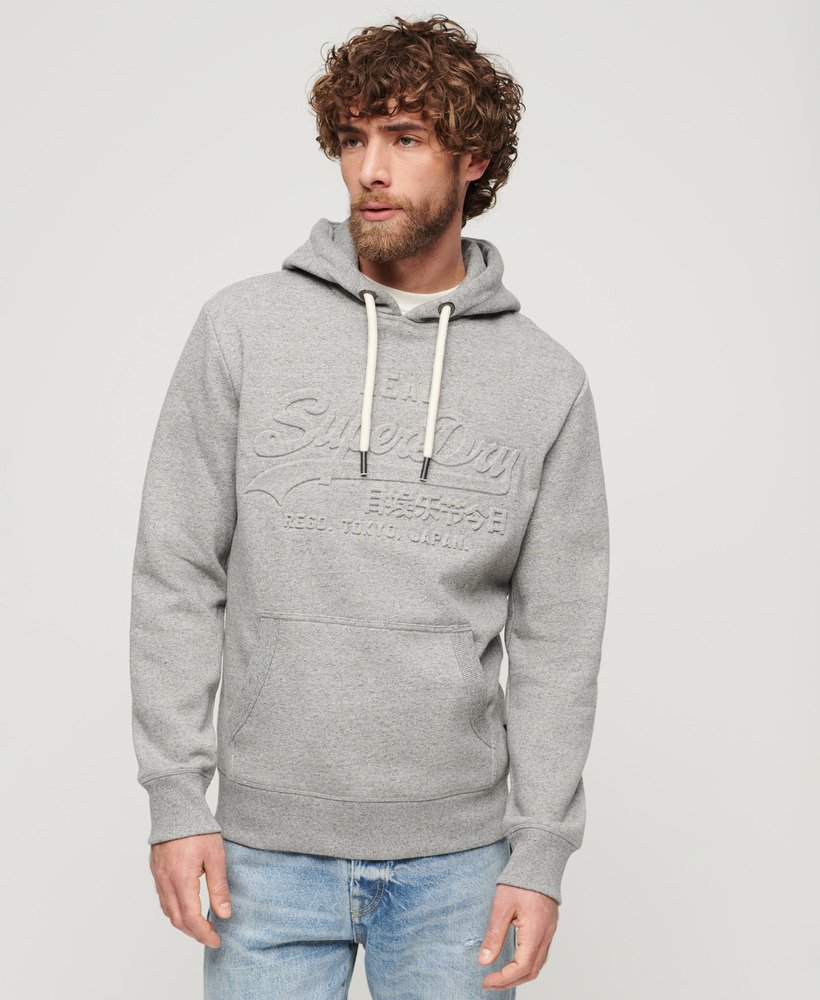 bluza z kapturem z wytłoczonym logo vintage w kolorze jasnoszarym true grit